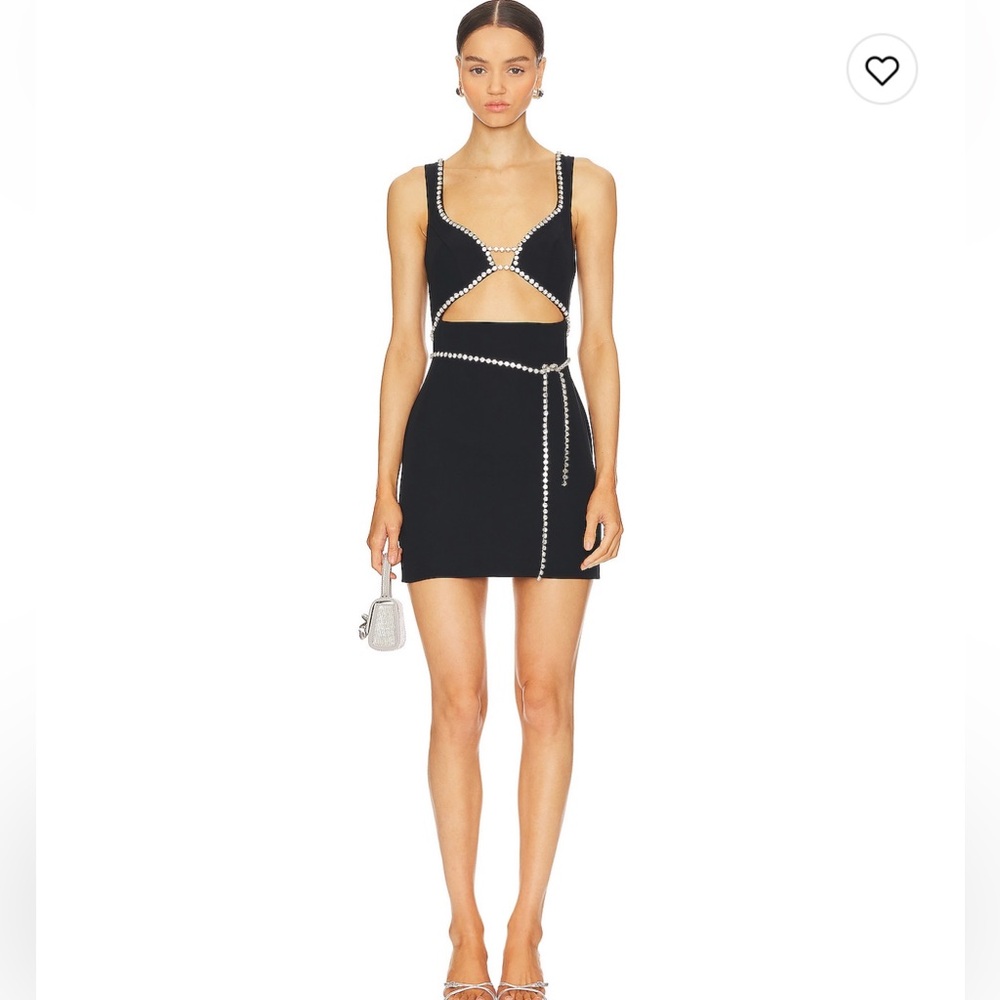 MAJORELLE Black Mini Dress with Silver Trim